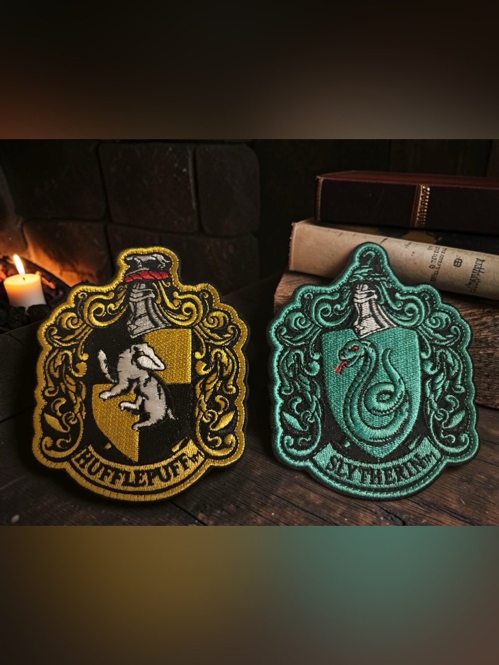 Harry Potter Slytherin Hufflepuff Velcro Patches 3x4 Lot of 2